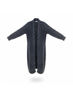Blue Illusion Womens Grey Fuzzy Open Front Long Cardigan  Size S